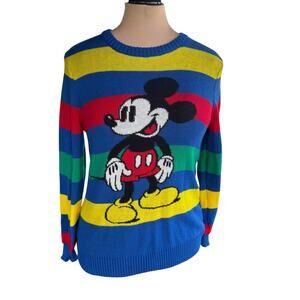 Disney Micky Mouse Sweater Sz M - Twee, Kidcore, Quirky, Cartoon, Primary Colors